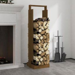 Maisonchic - Porte-bûches | Abri Bûches Range bûches Marron miel 33,5x30x110 cm Bois massif de pin
