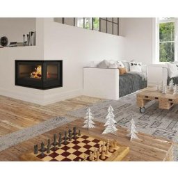 Azura Home Design - Insert cheminée à bois Holguin avec turbine 11,5 kW 2 vitres droite + 2 bouches
