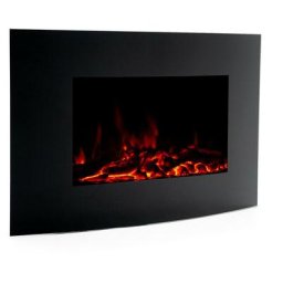 Cheminée Électrique Murale 2000W Kekai Jersey 88x15x56 cm Noir avec Simulation de Feu
