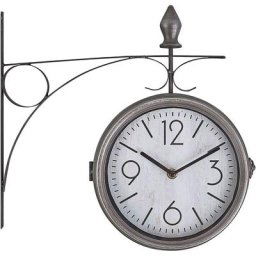 Horloge Murale Type de Gare Double Face 26 cm de Diamètre Accessoire Déco au Style Rétro Vintage
