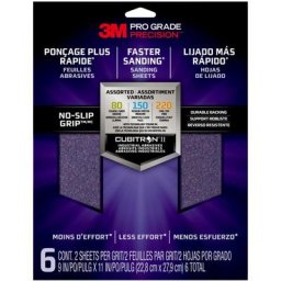 Feuilles Abrasives 3M Pro-Grade Precision Grains Assortis 80-150-220 6pcs/paquet