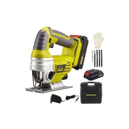 Scie Sauteuse sans-fil Power 20V,2,0Ah batterie,1 chargeur,5pcs lames,0-2400 SPM,0-45° Coupe en