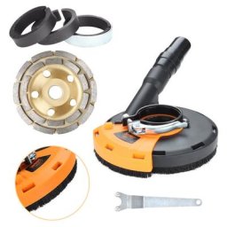 Capot d'aspiration pour meuleuse d'angle 125 mm + meule diamantée 125 mm pour béton - Orange - Vingo