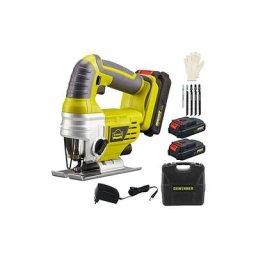 Scie Sauteuse sans-fil Power 20V, 22,0Ah batterie,1 chargeur,5pcs lames,0-2400 SPM,0-45° Coupe en