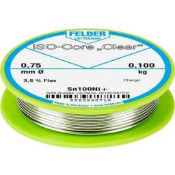 ISO-Core Clear Sn100Ni+ Étain à souder bobine Sn99,25Cu0,7Ni0,05 0.100 kg 0.75 mm - Felder