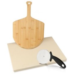 Randaco Pierre à pizza 1.5 cm épaisseur pierre à pain rectangle pelle à pizza en bois cuisson au