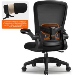 Chaise Bureau, Chaise de Bureau, Accoudoirs Pliables, Fauteuil de Bureau, Chaise de Bureau