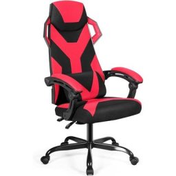 Costway - Chaise de Bureau/Chaise Gaming Ergonomique à Dossier Haut, Fauteuil Gamer Réglable avec