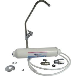 Kit de filtration sous évier complet avec robinet inclus et jeu de raccordement - Blanc-Métal