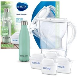 Carafe filtrante 2.4l avec cartouche maxtra + bouteille isotherme Brita 1049418 - blanc