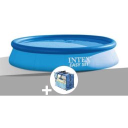Intex - Kit piscine autoportée Easy Set 3,66 x 0,76 m + Bâche à bulles - Bleu