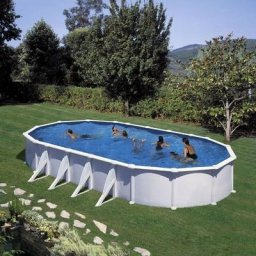 GRÉ - Piscine hors sol acier ovale blanc 1000x550x132 avec renforts