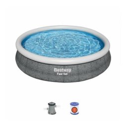 Bestway - Piscine hors sol Fast Set™ ronde effet rotin 366 x 76 cm avec pompe