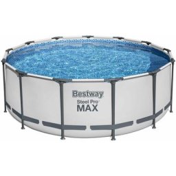 Bestway - Piscine tubulaire ronde ø 3,96 x 1,22 m gris clair steel pro max de Blanc