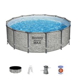 Bestway - Piscine Tubulaire Ronde Steel Pro Max 427x122 cm avec Filtre à Cartouche Couverture et