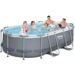 Bestway - Kit Piscine hors sol tubulaire Power Steel™ - 427 x 250 x 100 cm - Ovale (Inclus