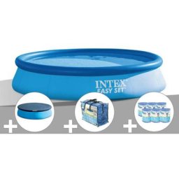 Kit piscine autoportée Intex Easy Set 3,66 x 0,76 m + Bâche de protection + Bâche à bulles + 6