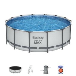 Bestway - Piscina Fuori Terra Rotonda Steel Pro Max 427x122 cm con Pompa Filtro a Cartuccia da