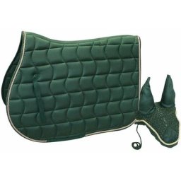Ensemble vert complet: Casque et sous-siège rembourré avec cordon doré