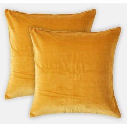Homescapes - Lot de 2 Housses de coussin en velours Jaune moutarde, 40 x 40 cm - Jaune Moutarde