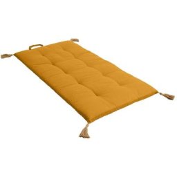 Decostars - Matelas futon pompon jute 60x120 cm moutarde coton - Jaune