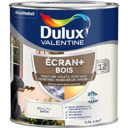Ecran+ bois - Peinture satinée pour bois extérieur - Volets, portes, fenêtres, portails - Blanc Pur