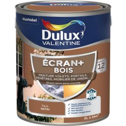 Ecran+ bois - Peinture satinée pour bois extérieur - Volets, portes, fenêtres, portails - Teck 2 l