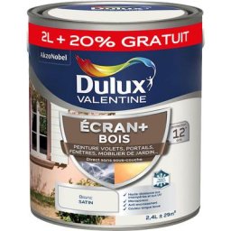 Ecran+ bois - Peinture satinée pour bois extérieur - Volets, portes, fenêtres, portails - Blanc 2 l