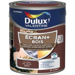 Ecran+ bois - Peinture satinée pour bois extérieur - Volets, portes, fenêtres, portails - Ton Bois