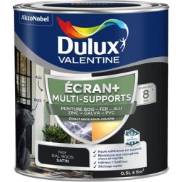 Ecran+ multi-supports exterieure - Peinture en Phase Aqueuse Éxtérieur - Satin Noir 0,5 l Dulux