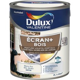 Ecran+ bois - Peinture satinée pour bois extérieur - Volets, portes, fenêtres, portails - Blanc Pur
