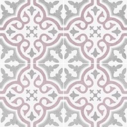 Dualgres - Carrelage imitation ciment rosace lie de vin old school briana rose 45x45 cm - 1.42m²