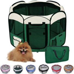 Parc à Chiot, Enclos pour Petits Animaux, Matériel: tissu 600D oxford, maille et acier, Vert
