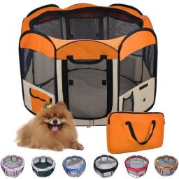 Parc à Chiot, Enclos pour Petits Animaux, Matériel: tissu 600D oxford, maille et acier, Orange