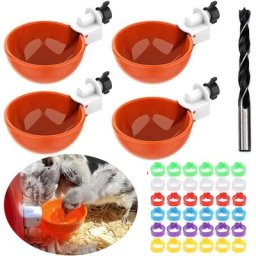 4 pcs, Abreuvoir Poules et 120 Bague Poule , Abreuvoirs Automatiques De Poulet, Convient Aux