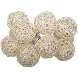 Guirlande Led PIle 10 Boule Rotin d 6 Atmosphera créateur d'intérieur - Ivoire