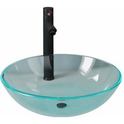 Lavabo de bain avec robinet et drain à poussoir Verre trempé Vidaxl n/a