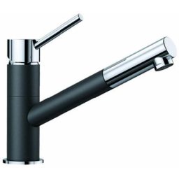 Kano s - Mitigeur d'évier avec bec extractible, noir / chrome 526174 - Blanco