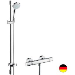 Ensemble douche HANSGROHE Croma + mitigeur thermostatique Vario Economie d eau, Barre douche - 90 cm