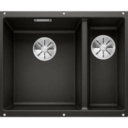 Subline 340/160 - Évier en silgranit, 555x460 mm, bac à gauche, noir 525985 - Blanco
