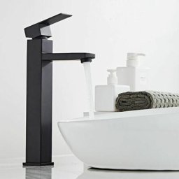 Robinet de lavabo noir Robinet haut de salle de bain Lavabo de salle de bain Mitigeur à une main