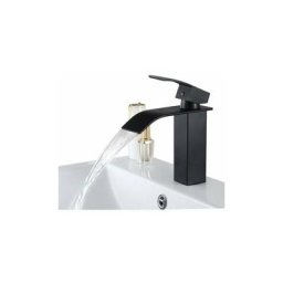 Mitigeur Lavabo Cascade Noir Moderne Robinet pour Lavabo et Vasque Salle de Bain Robinetterie