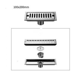 Seenlin - Siphon de sol rectangulaire pour toilettes et salles de bains, (100x200mm)