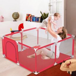 Insma - Parc d'enfant cloture de jeu Parc bébé 128x128x66cm Rouge