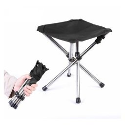 Tabouret Pliant Camping Siège de Pêche Trépied Pliable Petit Tabouret Télescopique Portable Léger