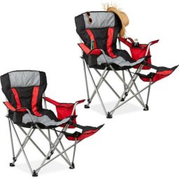 Relaxdays - Fauteuil de pêche pliant, lot de 2, chaise de camping pliable porte-boissons