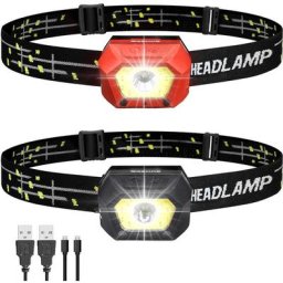 Lot de 2 Lampe Frontale Torche Frontale led sgodde 3 Modes usb 1000 lm IPX65