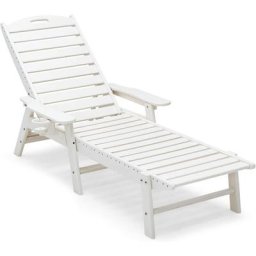 Bain de Soleil Inclinable à Dossier Réglable 5 Positions, Transat Jardin Extérieur avec