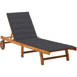 Maisonchic - Chaise longue de jardin avec coussin | Bain de soleil Transat Bois d'acacia solide