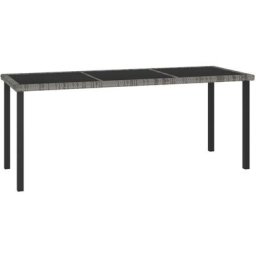 Table à dîner de jardin Gris 180x70x73 cm Résine tressée